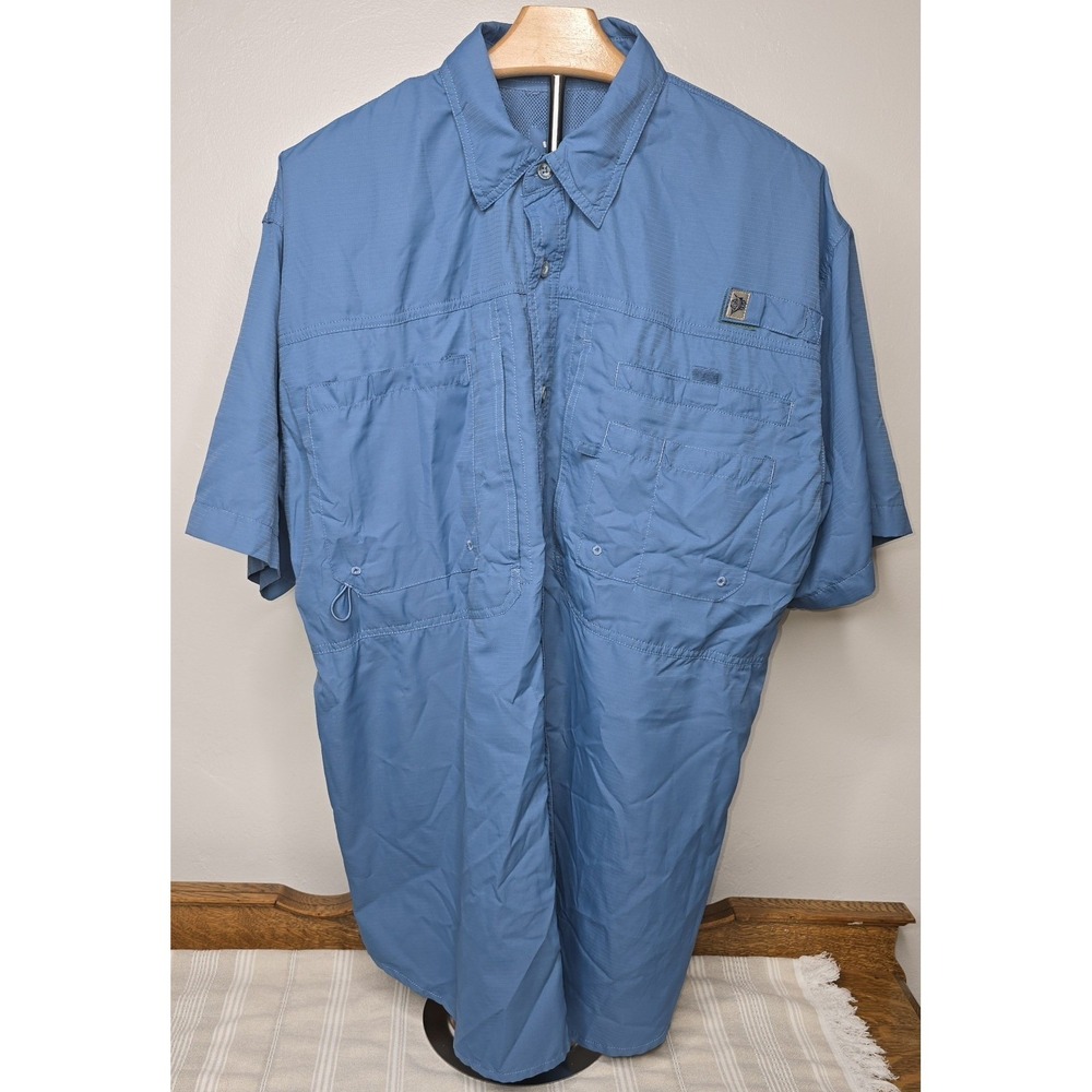 REEL LEGENDS Men's Large Blue Short Sleeve Fishing Shirt Vented -1085 - Picture 2 of 6